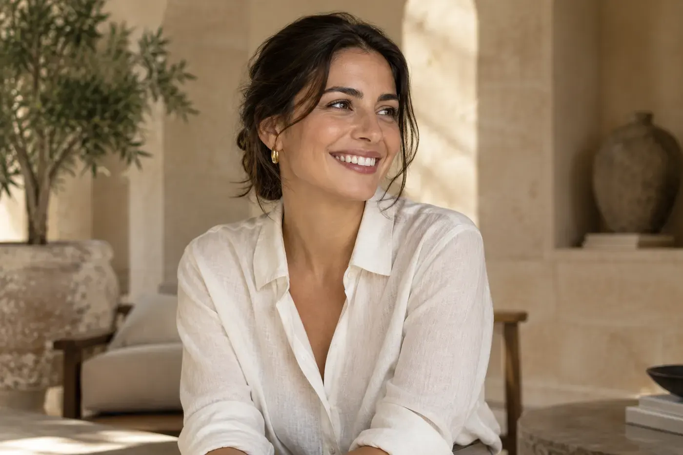 Gülümseyen genç kadın